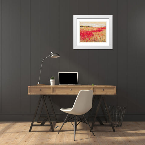 Poppies Evening Light I White Modern Wood Framed Art Print with Double Matting by Gardner, Jennifer