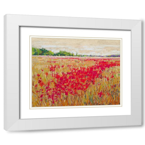 Poppies Evening Light II White Modern Wood Framed Art Print with Double Matting by Gardner, Jennifer