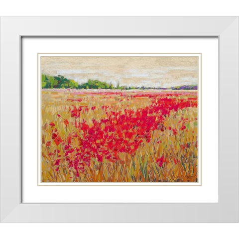 Poppies Evening Light II White Modern Wood Framed Art Print with Double Matting by Gardner, Jennifer