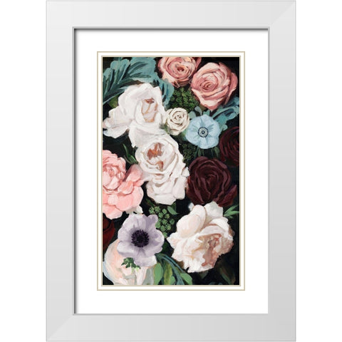 Floral Nocturne I White Modern Wood Framed Art Print with Double Matting by Borges, Victoria