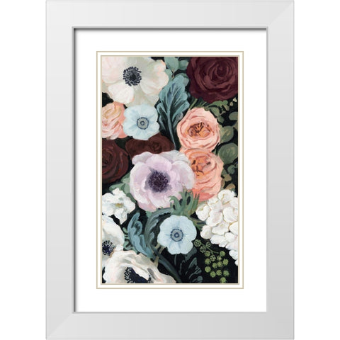 Floral Nocturne II White Modern Wood Framed Art Print with Double Matting by Borges, Victoria