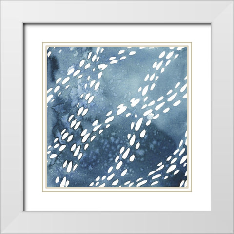 Indigo Ripple I White Modern Wood Framed Art Print with Double Matting by Popp, Grace