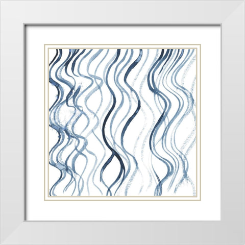 Indigo Ripple IV White Modern Wood Framed Art Print with Double Matting by Popp, Grace