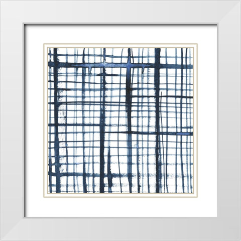 Indigo Ripple V White Modern Wood Framed Art Print with Double Matting by Popp, Grace