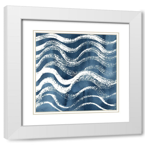 Indigo Ripple IX White Modern Wood Framed Art Print with Double Matting by Popp, Grace