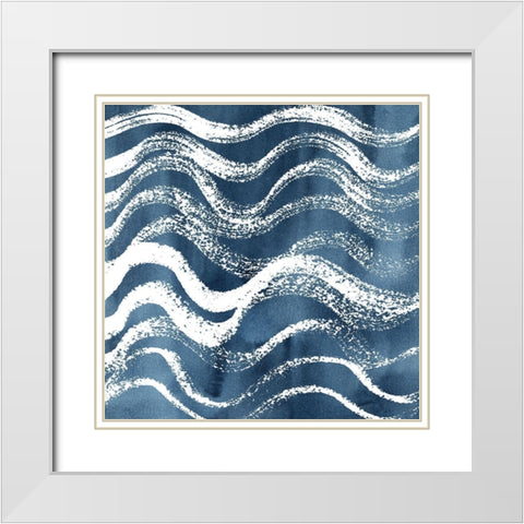 Indigo Ripple IX White Modern Wood Framed Art Print with Double Matting by Popp, Grace