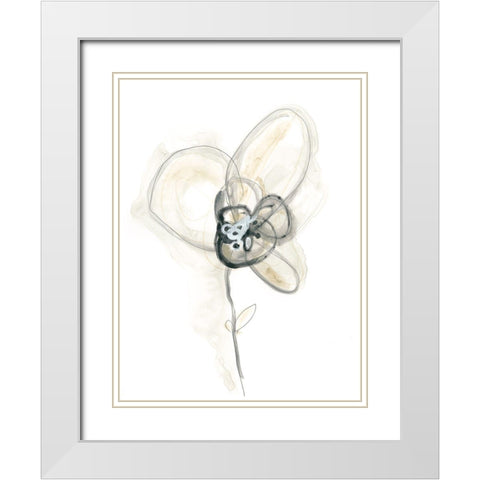 Monochrome Floral Study I White Modern Wood Framed Art Print with Double Matting by Vess, June Erica