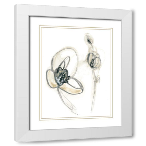 Monochrome Floral Study III White Modern Wood Framed Art Print with Double Matting by Vess, June Erica