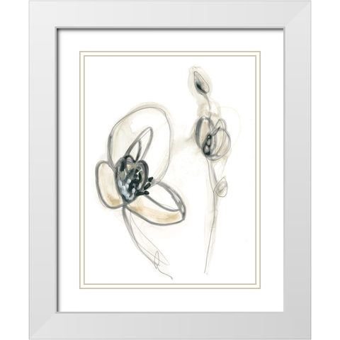 Monochrome Floral Study III White Modern Wood Framed Art Print with Double Matting by Vess, June Erica