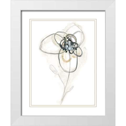 Monochrome Floral Study IV White Modern Wood Framed Art Print with Double Matting by Vess, June Erica