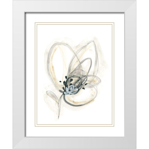 Monochrome Floral Study V White Modern Wood Framed Art Print with Double Matting by Vess, June Erica