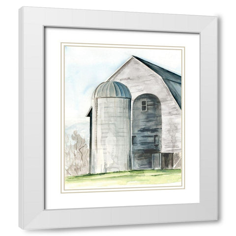 Weathered Barn I White Modern Wood Framed Art Print with Double Matting by Parker, Jennifer Paxton
