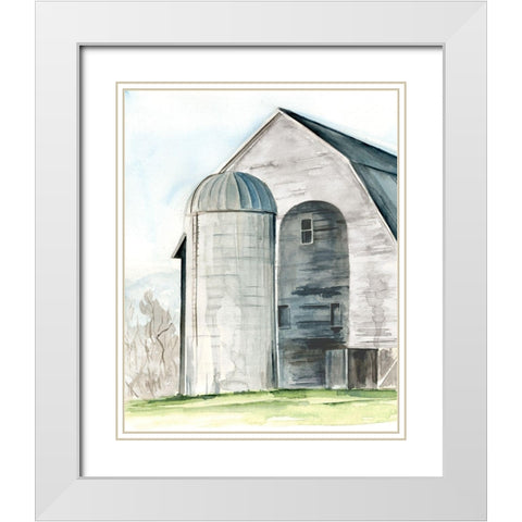 Weathered Barn I White Modern Wood Framed Art Print with Double Matting by Parker, Jennifer Paxton
