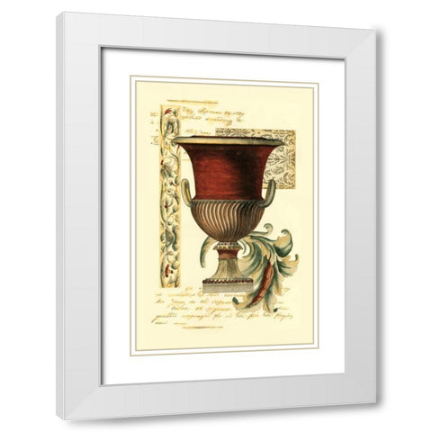 Transitional Urn II White Modern Wood Framed Art Print with Double Matting by Vision Studio