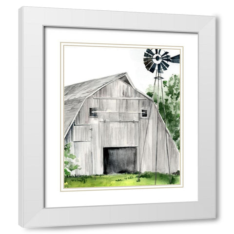 Weathered Barn II White Modern Wood Framed Art Print with Double Matting by Parker, Jennifer Paxton