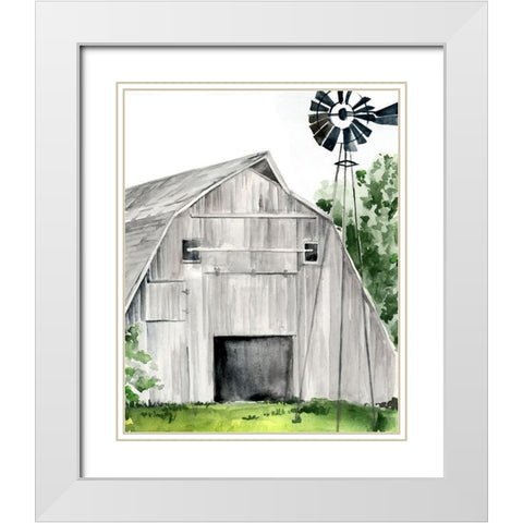 Weathered Barn II White Modern Wood Framed Art Print with Double Matting by Parker, Jennifer Paxton