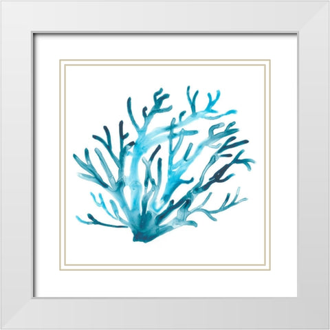 Azure Seafan IV White Modern Wood Framed Art Print with Double Matting by Vess, June Erica