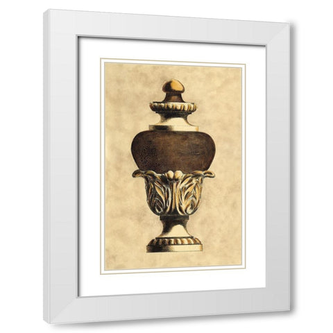 Vintage Urn I White Modern Wood Framed Art Print with Double Matting by Vision Studio