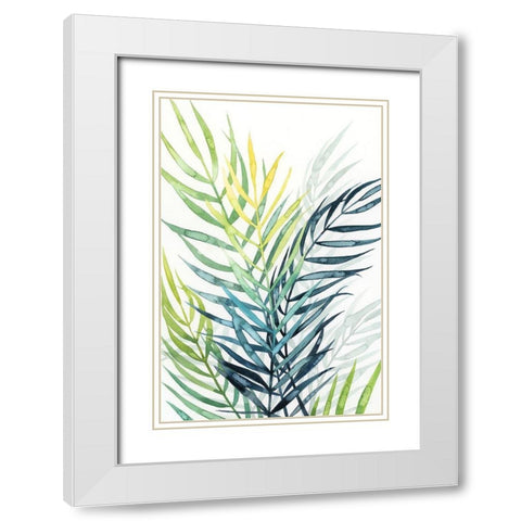 Sunset Palm Composition II White Modern Wood Framed Art Print with Double Matting by Popp, Grace