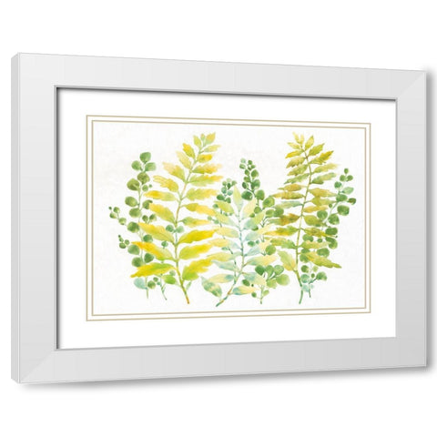 Mixed Greenery I White Modern Wood Framed Art Print with Double Matting by OToole, Tim