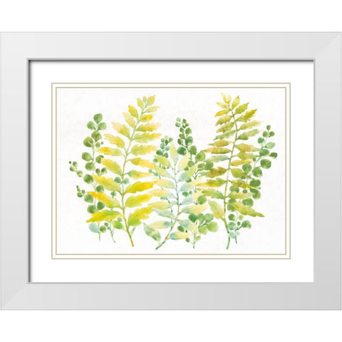 Mixed Greenery I White Modern Wood Framed Art Print with Double Matting by OToole, Tim