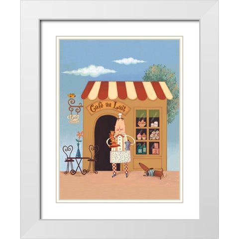 Cafe Chef II White Modern Wood Framed Art Print with Double Matting by Eisner, Viv