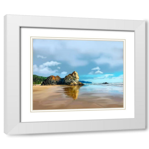 Oregon Coast III White Modern Wood Framed Art Print with Double Matting by Kalina, Emily