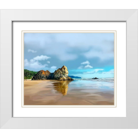 Oregon Coast III White Modern Wood Framed Art Print with Double Matting by Kalina, Emily