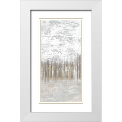 Neutral Staggered Lines II White Modern Wood Framed Art Print with Double Matting by Goldberger, Jennifer