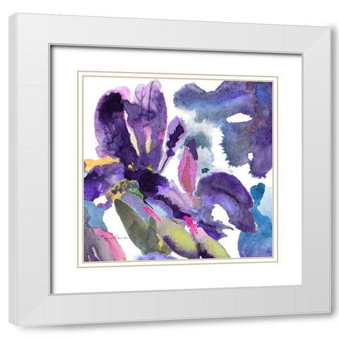 Watercolor Flower Composition II White Modern Wood Framed Art Print with Double Matting by Evelia Designs