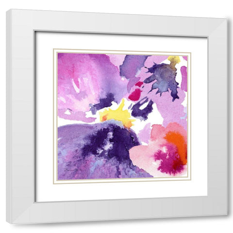 Watercolor Flower Composition IV White Modern Wood Framed Art Print with Double Matting by Evelia Designs