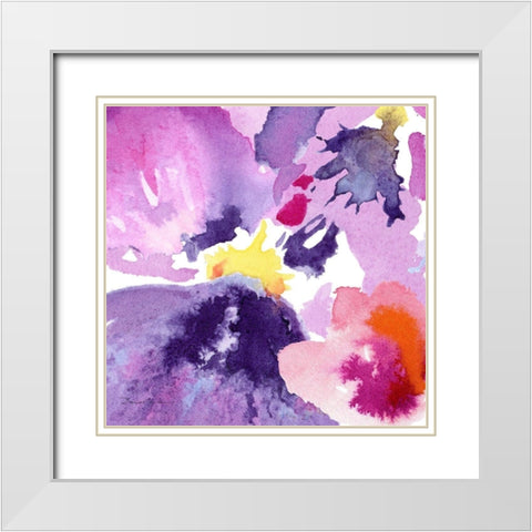 Watercolor Flower Composition IV White Modern Wood Framed Art Print with Double Matting by Evelia Designs