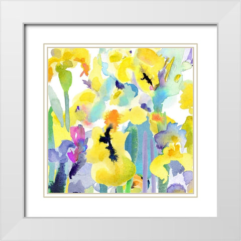 Watercolor Flower Composition VI White Modern Wood Framed Art Print with Double Matting by Evelia Designs