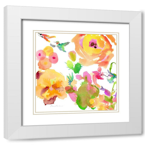 Watercolor Flower Composition VIII White Modern Wood Framed Art Print with Double Matting by Evelia Designs