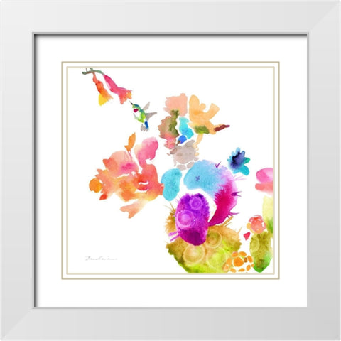 Watercolor Flower Composition IX White Modern Wood Framed Art Print with Double Matting by Evelia Designs