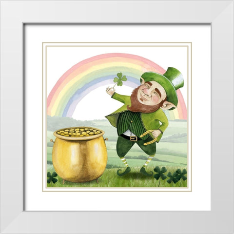 Leprechauns Rainbow I White Modern Wood Framed Art Print with Double Matting by Popp, Grace