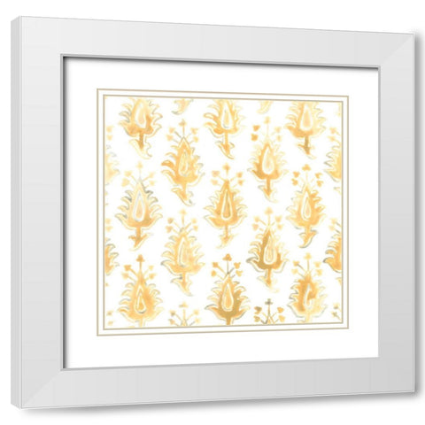 Bohemian Textile I White Modern Wood Framed Art Print with Double Matting by Vess, June Erica