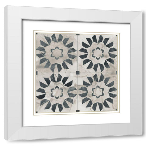 Neutral Tile Collection III White Modern Wood Framed Art Print with Double Matting by Vess, June Erica