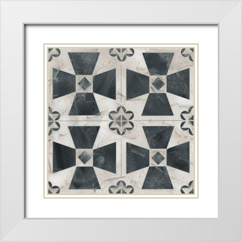Neutral Tile Collection IV White Modern Wood Framed Art Print with Double Matting by Vess, June Erica