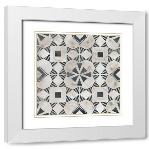 Neutral Tile Collection V White Modern Wood Framed Art Print with Double Matting by Vess, June Erica