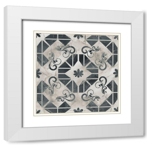 Neutral Tile Collection VI White Modern Wood Framed Art Print with Double Matting by Vess, June Erica