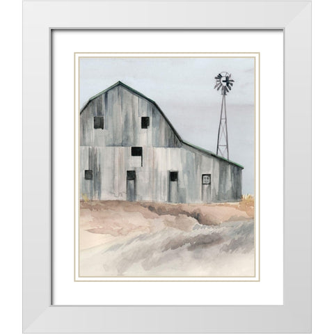 Winter Barn I White Modern Wood Framed Art Print with Double Matting by Parker, Jennifer Paxton