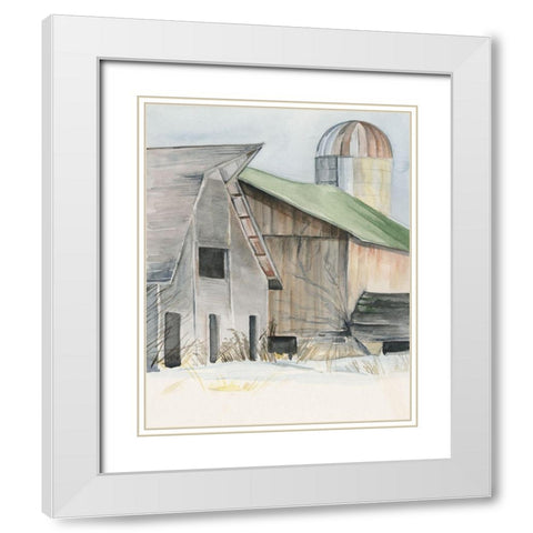Winter Barn II White Modern Wood Framed Art Print with Double Matting by Parker, Jennifer Paxton