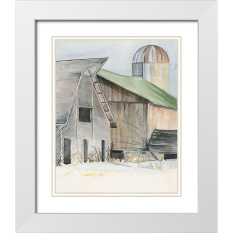 Winter Barn II White Modern Wood Framed Art Print with Double Matting by Parker, Jennifer Paxton