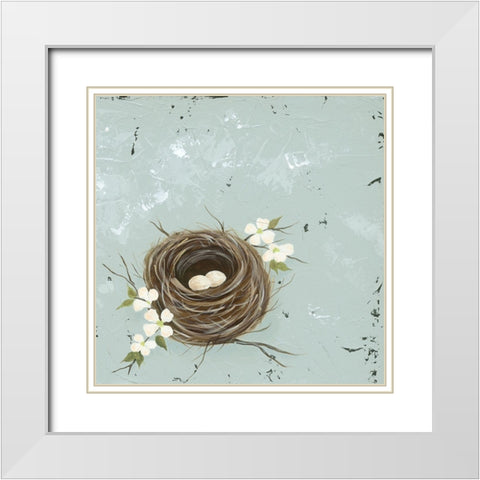 Flower Nest II White Modern Wood Framed Art Print with Double Matting by Reynolds, Jade