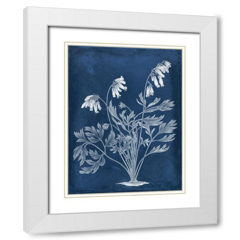 Botanical in Indigo I White Modern Wood Framed Art Print with Double Matting by Vision Studio