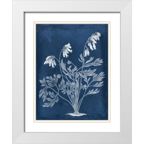 Botanical in Indigo I White Modern Wood Framed Art Print with Double Matting by Vision Studio