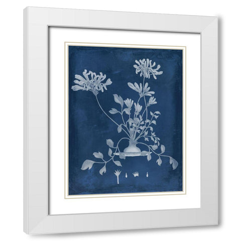 Botanical in Indigo II White Modern Wood Framed Art Print with Double Matting by Vision Studio