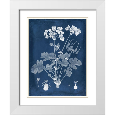 Botanical in Indigo III White Modern Wood Framed Art Print with Double Matting by Vision Studio