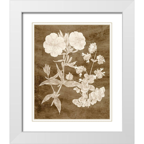 Botanical in Taupe II White Modern Wood Framed Art Print with Double Matting by Vision Studio